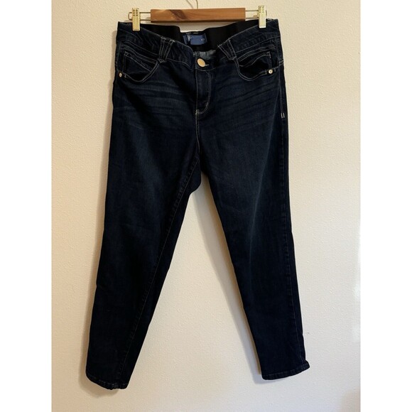Democracy Ab solution Women Jeans Dark Wash Mid Rise Size 14 Ankle Stretch EUC - Picture 1 of 7
